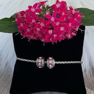 🩷 BRIGHTON Two Retired Pink Crystal Glam Spacer Beads ONLY